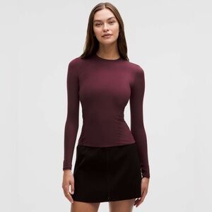 Lululemon Wundermost Ultra-Soft Nulu Crewneck Long-Sleeve Shirt garnet